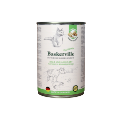 Вологий корм для котів з телятиною та лососем та пастернаком Holistic Baskerville