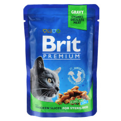 Вологий корм для котів з куркою для стерилізованих Brit Premium