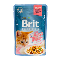 Вологий корм для кошенят філе курки в соусі Brit Premium