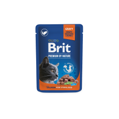 Вологий корм для котів філе лосося в соусі, для стерилізованих Brit Premium