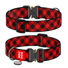 Нашийник "Шотландка червона" металева пряжка-фастекс  ш 35 д 43-70 см Nylon WauDog CoLLar