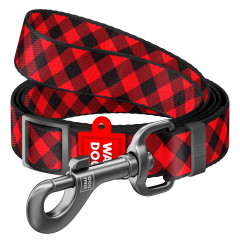 Повідець (ш. 25мм. д. 152-183см.) "Шотландка червона" Nylon WauDog CoLLar