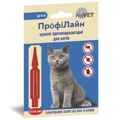 Засіб від бліх та кліщів для котів до 4 кг. ПрофіЛайн ProVET Природа