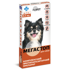 Засіб від паразитів для собак до 4 кг. 0,5 мл. 1 піп. Мегастоп ProVET Природа