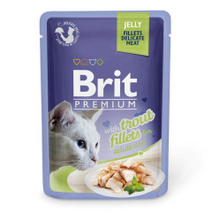 Вологий корм для котів філе форелі в желе Brit Premium