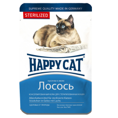 Вологий корм для котів лосось 100 г. Sterilized Happy Cat