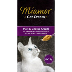 Ласощі для котів крем снек для виведення шерсті з сиром, 1 шт. 15 г. Malt&Cheese-Cream Miamor