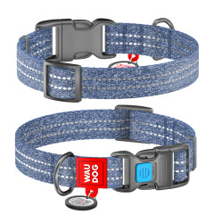 Нашийник (ш.15мм. 23-35см.) синій Re-cotton WauDog CoLLar