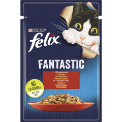 Вологий корм для котів з яловичиною (NEW) Fantastic Felix Purina