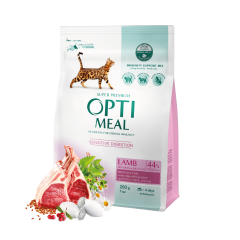 Сухий корм для котів з ягням з чутливим травленням Sensetive Digetion Adult Cat OptiMeal
