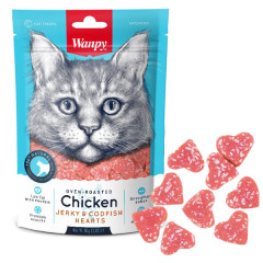 Ласощі для котів з куркою та тріскою 80 г. Jerky & Codfish Hearts Wanpy