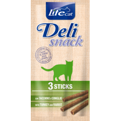 Ласощі для котів палички з індичкою та кроликом 3 шт. 15 г. Deli Snack Life Cat