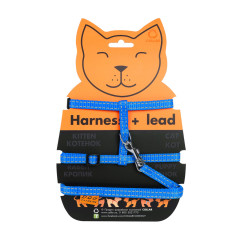 Шлея з повідком для котів 10мм 20-30см блакитна Dog Extreme CoLLar