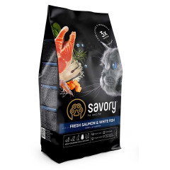 Сухий корм для котів з лососем та білою рибою Fresh Salmon & White Fish Hair & Skin Care Adult Cat Gourmand Savory