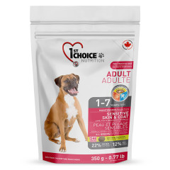 Сухий корм для собак з ягням та рибою Sensitive Skin & Coat Adult All Breed Dog 1st Choice Nutrition