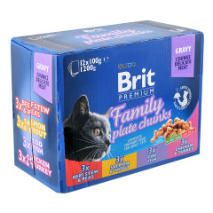Вологий корм для котів набір 4 смаки асорті 100г/12 шт. Brit Premium