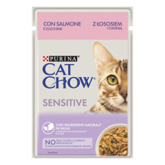 Вологий корм для котів з лососем та цукіні Sensitive Cat Chow Purina
